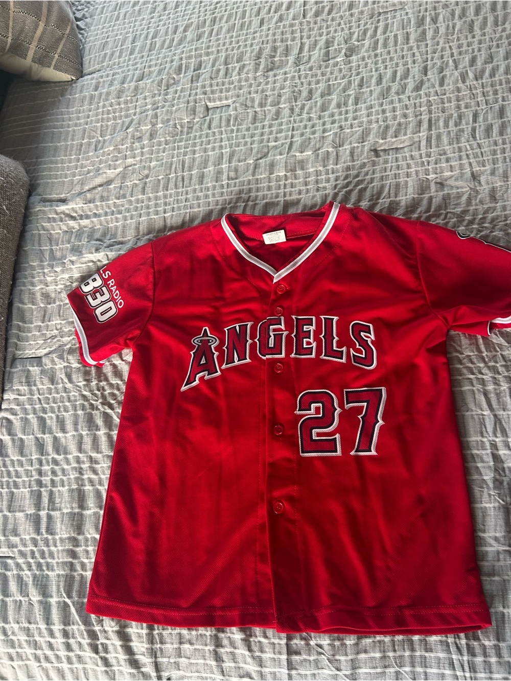 Los Angeles Angels Kids' Red #27 Baseball Jersey